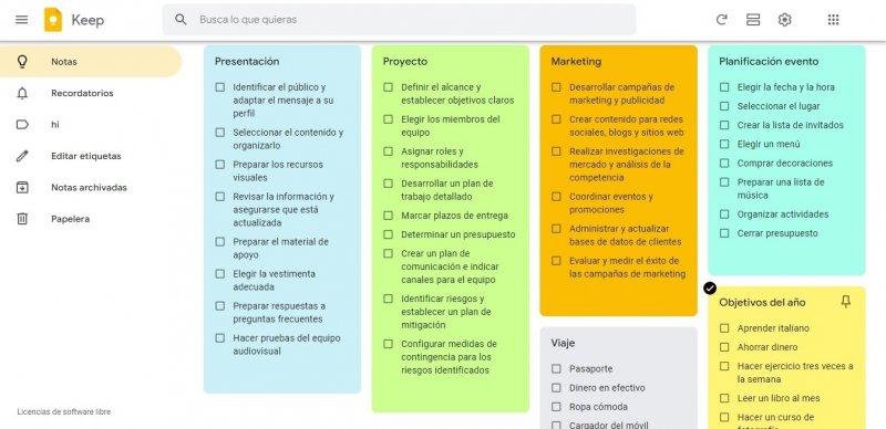 Google Keep app de notas rápidas